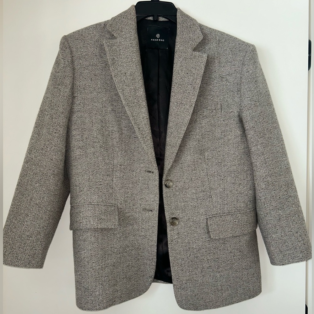 Anine Bing Textured Gray Suit Jacket
